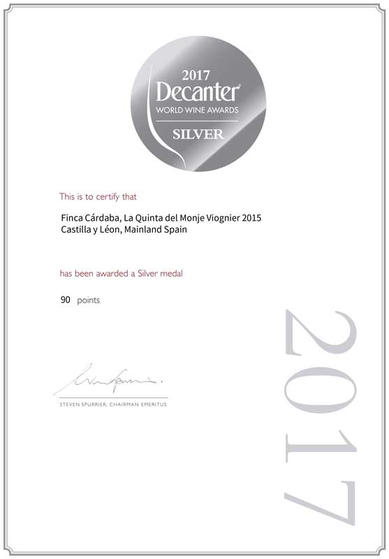 Certificate DWWA2017 La Quinta del Monje 2015